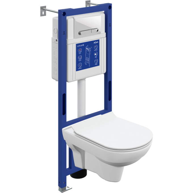 Комплект CERSANIT ITY CO DPL EO slim инсталляция AQUA 40 SMART M кнопка ESTETICA пластик белый с рамкой хром 69313